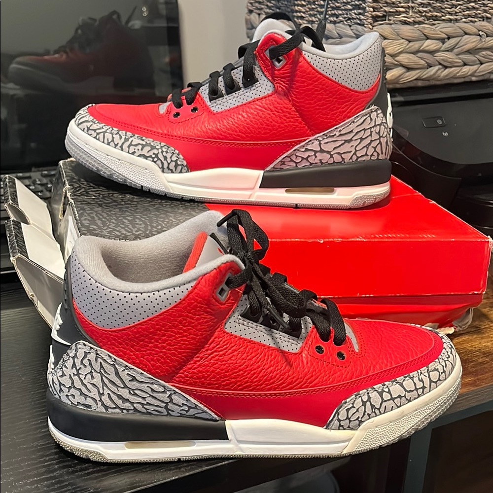 Jordan Kids Sneakers - Fire Red, Cement Grey - No Insoles - Size 6.5